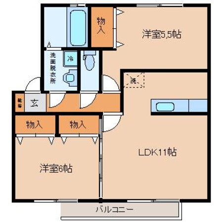 ボヌール和B棟の物件間取画像